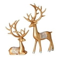 thumbnail image 4 of 2Pcs Modern Reindeer Statues Figurine Animal Sculpture Creative Collection Resin Gold, 4 of 8