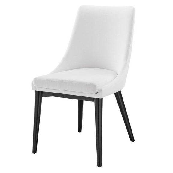 Side Dining Chair, White, Fabric, Kitchen Cafe Bistro Hospitality Restaurant, Modern Contemporary HB32918