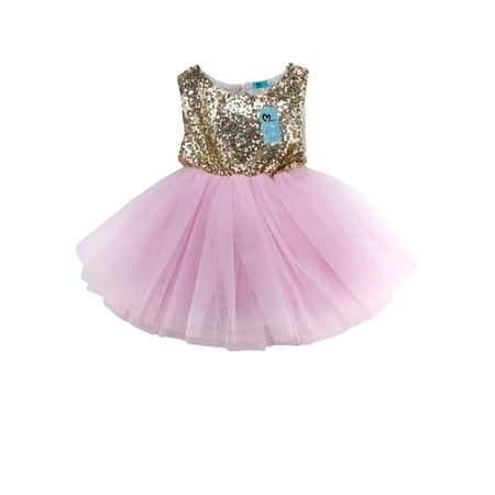 

CenturyX Princess Kids Baby Dress For Girls Fancy Wedding Dress Sleeveless Sequins Party Birthday Baptism Dress For Girl Summer Dresses Pink 2-3 Years