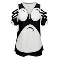 thumbnail image 4 of Dog Paws Hand Drawn Womens Summer V Neck Zipper Top Short Sleeve T Shirt Off Shoulder Top Casual Classy Loose Shirts, 4 of 7