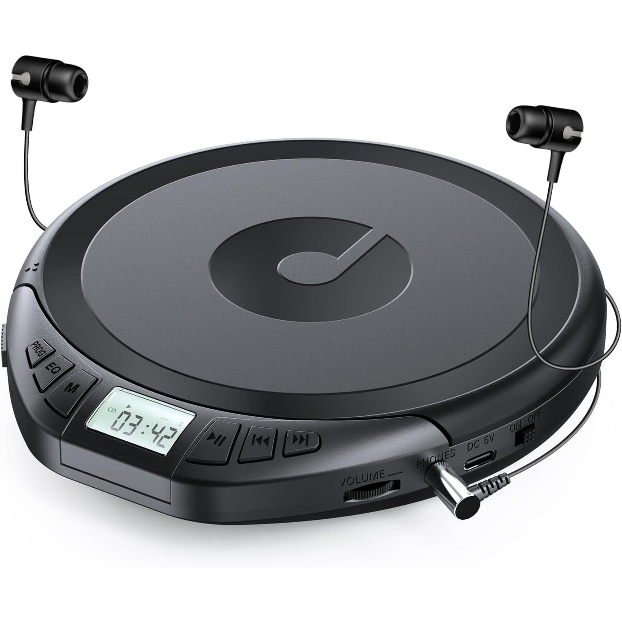 Gueray CD Players Portable CD Walkman: with Earphones Portable CD Player for Car with Anti-Skip Shockproof Personal CD Player with LCD Display