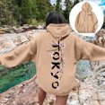 thumbnail image 2 of YAYUBA Women's Graphic Hoodies Japanese Hoodie Top Oversized Long Sleeve Anime Pullovers Sweatshirts, L, Khaki, 2 of 7