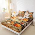 thumbnail image 2 of Manfei Classic Halloween Pumpkin Lantern Fitted Sheet Full,Cartoon Witch Print Bed Set,3-Piece,1 Fitted Sheet and 2 Pillowcases, 2 of 6