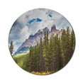 thumbnail image 1 of Landscape Mouse Pad for Computers, Rocky Mountains Majestic Look Canada Evergreen Aspen Trees Autumn Nature Outdoor, Round Non-Slip Thick Rubber Modern Mousepad, 8" Round, Multicolor, by Ambesonne, 1 of 2