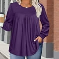 thumbnail image 6 of Plus Size Tops for Women 2025 Pleated Crew Neck Long Sleeve Shirt For Ladies Fall Elegant Office Work Blouse, 6 of 6
