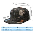 thumbnail image 4 of Flat Brim Snapback Hat - Nebula Cosmic Sci-fi Lovers Space Geek Star Moon Sun Rocket Design, 4 of 6
