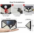 thumbnail image 5 of Lámpara solar para exteriores, paquete de 4, 100 LED, luz solar para exteriores con sensor de movimiento, 270°, 3 modos, iluminación solar impermeable para exteriores para jardín, terraza, garaje, 5 of 5