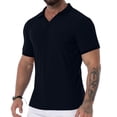 thumbnail image 2 of Men's Golf Shirt Casual Sports V Neck Ribbed Collar Short Sleeve Fashion Casual Solid Color Plain Spring & Summer Regular Fit 2XL, 2 of 5