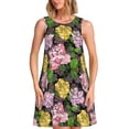 thumbnail image 1 of Fotbe Colorful Roses Vestido de Verano sin Mangas para Mujer – Vestido Midi Línea A, Estilo Camiseta Floral, Vestido Playero Casual y Fluido, 1 of 7