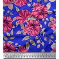 thumbnail image 1 of Soimoi polyester Crepe Fabric Leaves & Carnation Floral Print Sewing Fabric Yard 52 Inch Wide, 1 of 1