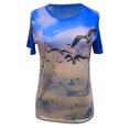 thumbnail image 2 of DPTALR T-Shirt à Col Rond Imprimé pour Femmes Manches Courtes Tee Décontracté Blouse, 2 of 3