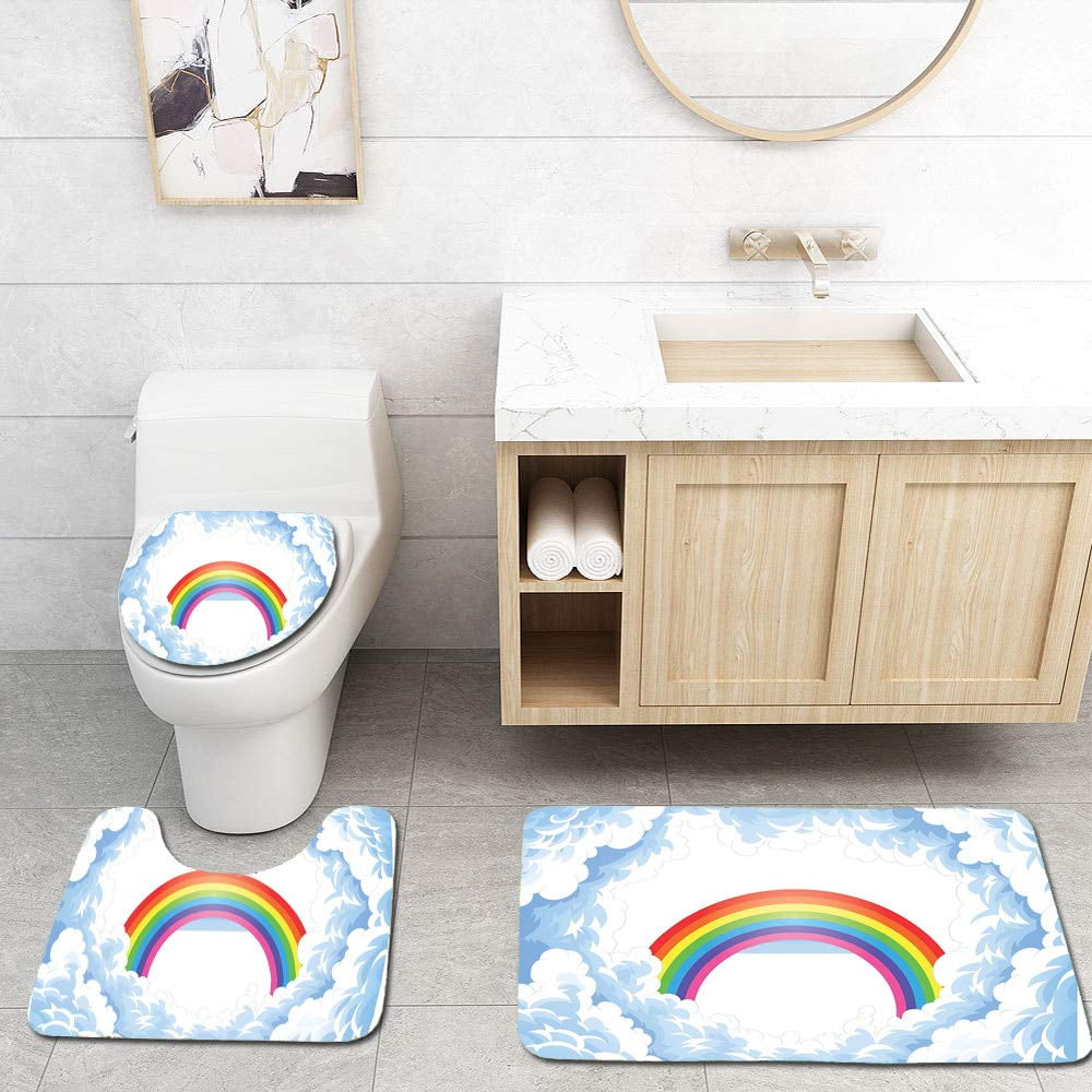 white fluffy bathroom rugs