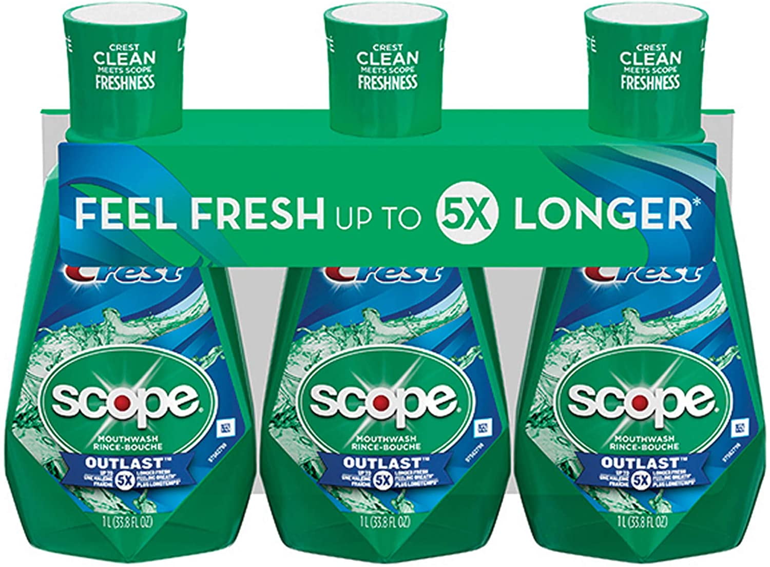 'Crest Scope Outlast Mint Mouthwash 33.8 Fl Oz, 3 pk./1L'