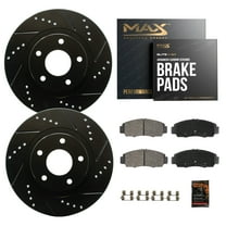 Max Advanced Brakes - Brake Kit for 2014 2015 Mazda 6 Rear Replacement Drilled Slotted Black Coated Disc Brake Rotors and Ceramic Brake Pads