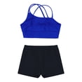 thumbnail image 4 of TiaoBug Kids Girls 2 Piece Dance Sport Outfits Gymnastics Dancewear Cami Crop Top with Booty Shorts Set Royal Blue&Black 10, 4 of 7
