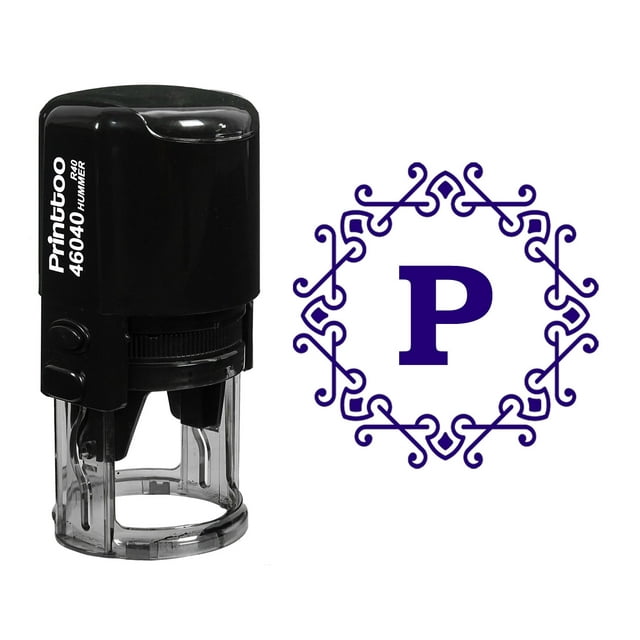 Printtoo Alphabet P Monogram Initial Octagon Celtic Swirl Frame R-40 Office Stationary Self Inking Rubber Stamp-Violet