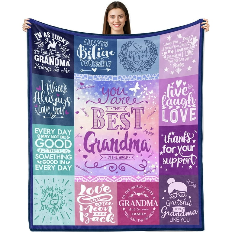 Grandma Gifts Blanket, Best Gifts For Grandma, Happy Birthday Grandma Gifts  From Grandchildren, Great Grandmother Gifts From Grandkids, Throw Blanket