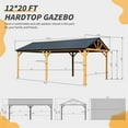thumbnail image 6 of Mondawe 12x20ft Hardtop Gazebo, Galvanized Steel Gable Roof Gazebo Pergola with Wood Grain Aluminum Frame, Outdoor Permanent Gazebo Pavilion for Patio, Garden (Yellow Brown), 6 of 6