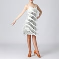 thumbnail image 6 of IBTOM CASTLE Women's Flapper Dress 1920s Sequin Tassel Latin Party Cocktail Dress Ballroom Dance Costume Vintage Fringe Dress M White + Silver, 6 of 8