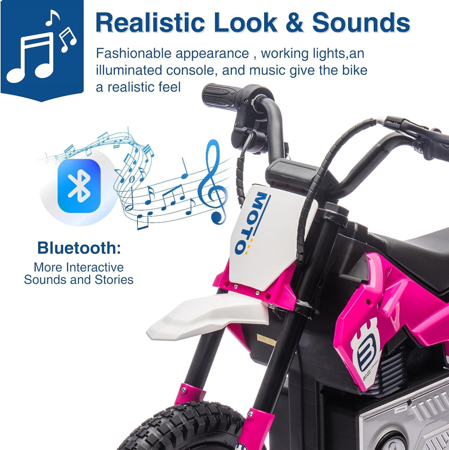 Ambifirner 24V  Ride On Electric Off-Road Motorcycle,200W Motor 9.32MPH Speed Dirt Bike Motocross, Soft Seat