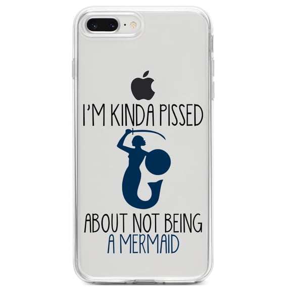 DistinctInk Clear Shockproof Hybrid Case for iPhone 7 PLUS / 8 PLUS (5.5" Screen) TPU Bumper Acrylic Back Tempered Glass Screen Protector - I'm Kinda Pissed About Not Being a Mermaid