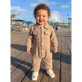 thumbnail image 6 of RUINIXCW Infant Baby Boy Spring Fall Clothes 1 3 6 9 12 18 Months Textured Romper One Piece Outfit Long Sleeve Button Down Collar Jumpsuit with Chest Pockets, 6 of 9