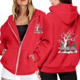 thumbnail image 1 of WILLBEST Sudadera Deportiva para Mujer Ladies' Christmas Printed Zipper Long Sleeved Pocket Drawstring Casual Hooded Sweatshirt 1790 Chica​​, 1 of 8