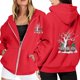 thumbnail image 1 of WILLBEST Sudadera Deportiva para Mujer Ladies' Christmas Printed Zipper Long Sleeved Pocket Adjuststring Casual Hooded Sweatshirt 1787 XX-Grande, 1 of 8