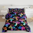 thumbnail image 2 of Feelyou Mystic Jungle Mushroon Queen Comforter Set for Child, Neon Plant Botanical Bedding Sets, Glitter Stars Print Reversible Bedding Comforter Set, Ultra Soft Home Decor, 3-Piece, 2 of 8