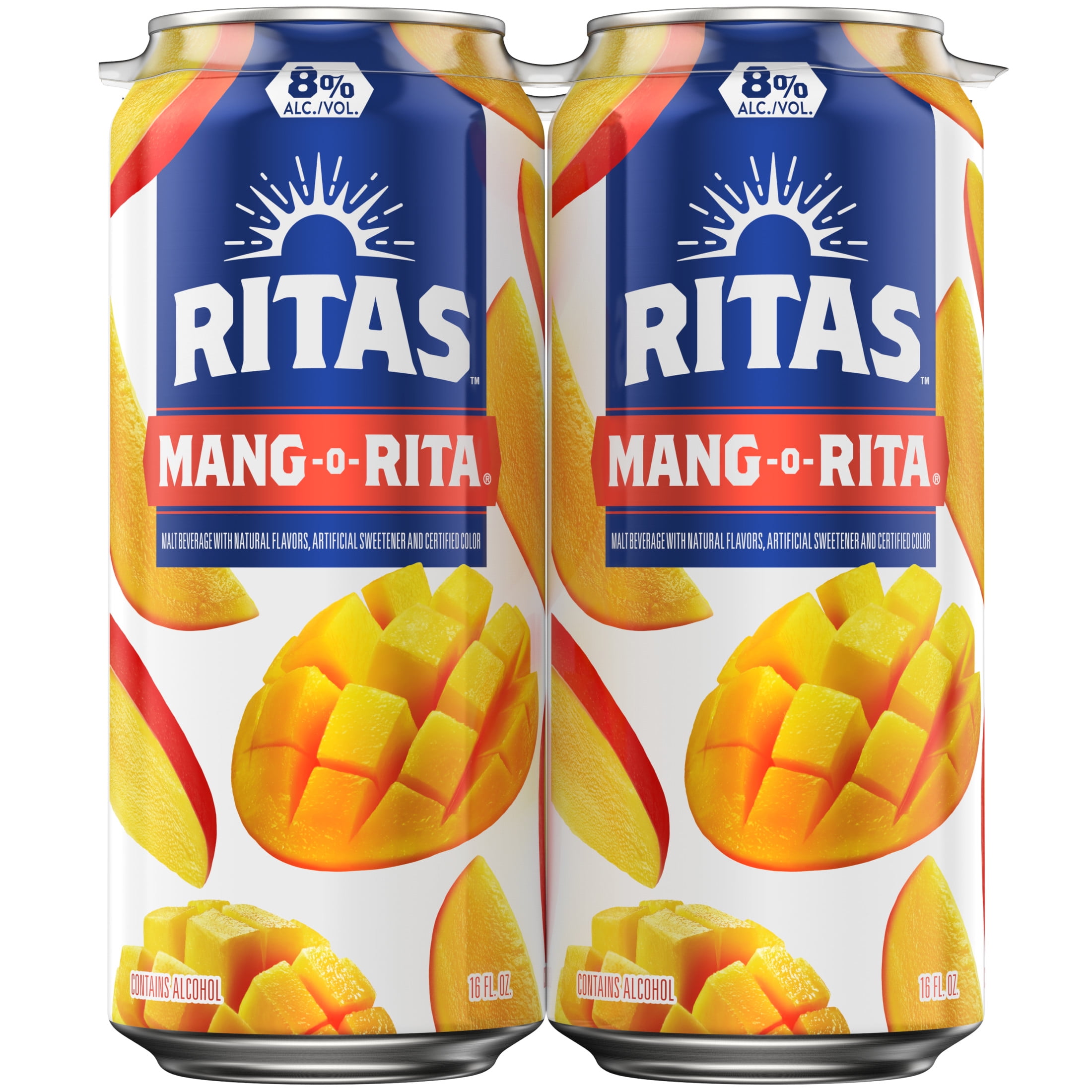Ritas Mang-O-Rita Sparkling Mango Margarita, 4 pack 16 fl. oz. Aluminum Cans, 8% ABV