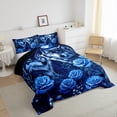 thumbnail image 3 of Feelyou Couple Rustic Wolf Full Size Comforter Sets for Teens, Blue Romantic Rose Bedding Comforter Set, Mystic Jungle Galaxy Moon Reversible Bedding Sets, Ultra Soft Bedroom Decor, 3-Piece, 3 of 8