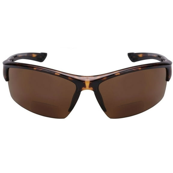 "The Skillful" Lightweight Sport Wrap Polarized Bifocal Sunglasses - Tortoise - 1.50