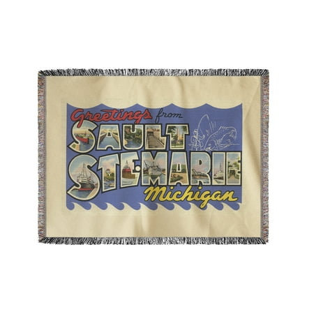 Greetings from Sault Ste. Marie, Michigan (60x80 Woven Chenille Yarn Blanket) - Walmart.com
