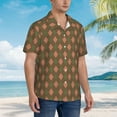 thumbnail image 5 of Balery Green and Pink Squares Print Men's Hawaiian Shirts Short Sleeve Beach Shirt Relaxed Fit Vacation Button Down Shirts-XX-Large, 5 of 9