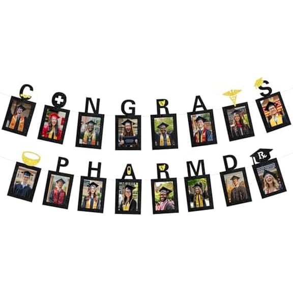 Graduation Decorations Class of 2026 - Pharmacist Pharmacy Graduation Photo Picture Banner Congrats Grad High School College Graduation Party Decoration Supplies