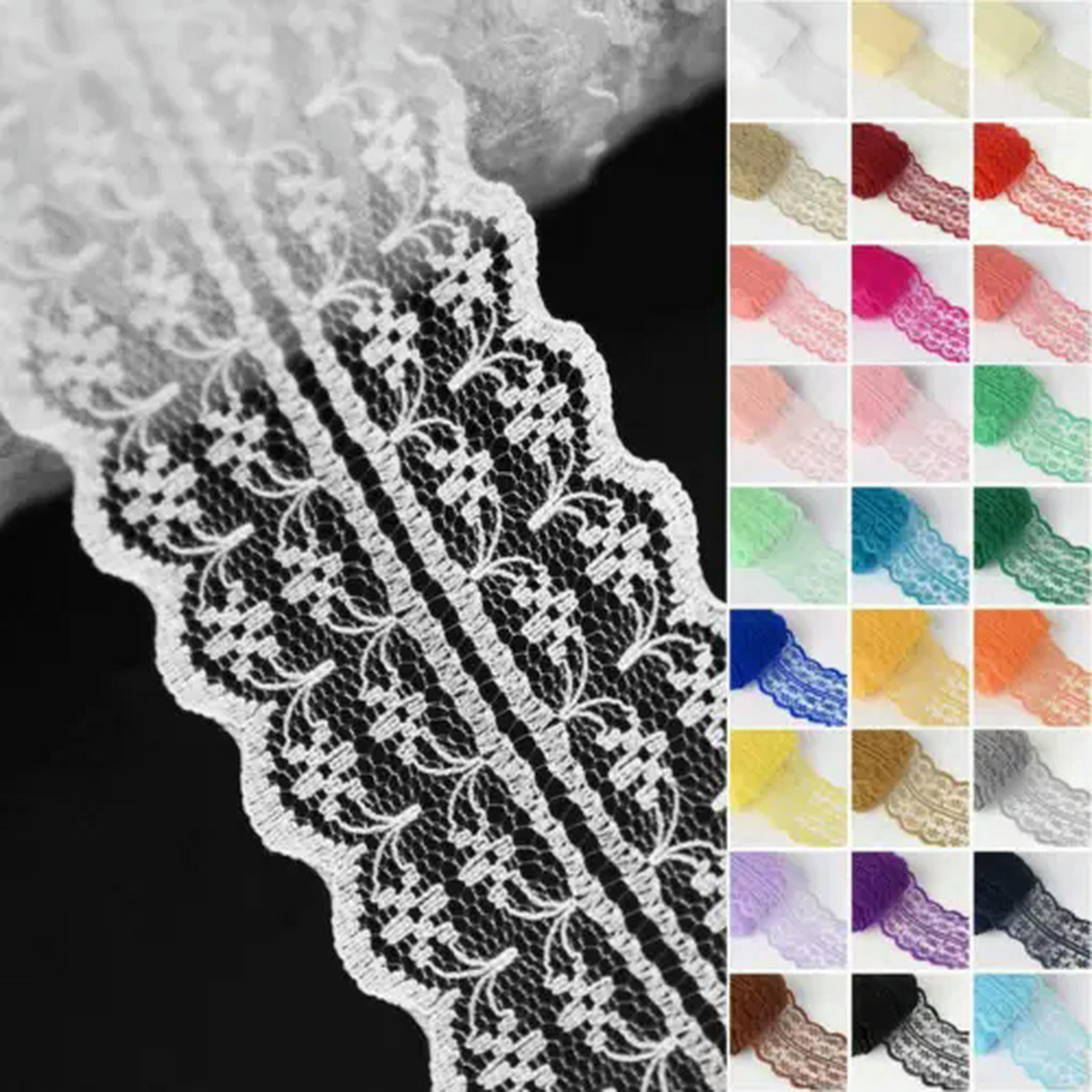U8MO 300 Yards 45mm Sewing Embroidered Fabric Bilateral Lace Ribbon Trim lot DIY-Brown-300 yard