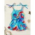 thumbnail image 3 of Suealasg Little Girl 4th of July Cami Jumpsuit 1T 2T 3T 4T 5T 6T Toddler Girls Sleeveless Tie Dye Stars Print Spaghetti Strap Romper Playsuit Kids Girls Summer Independence Clothes, 3 of 9
