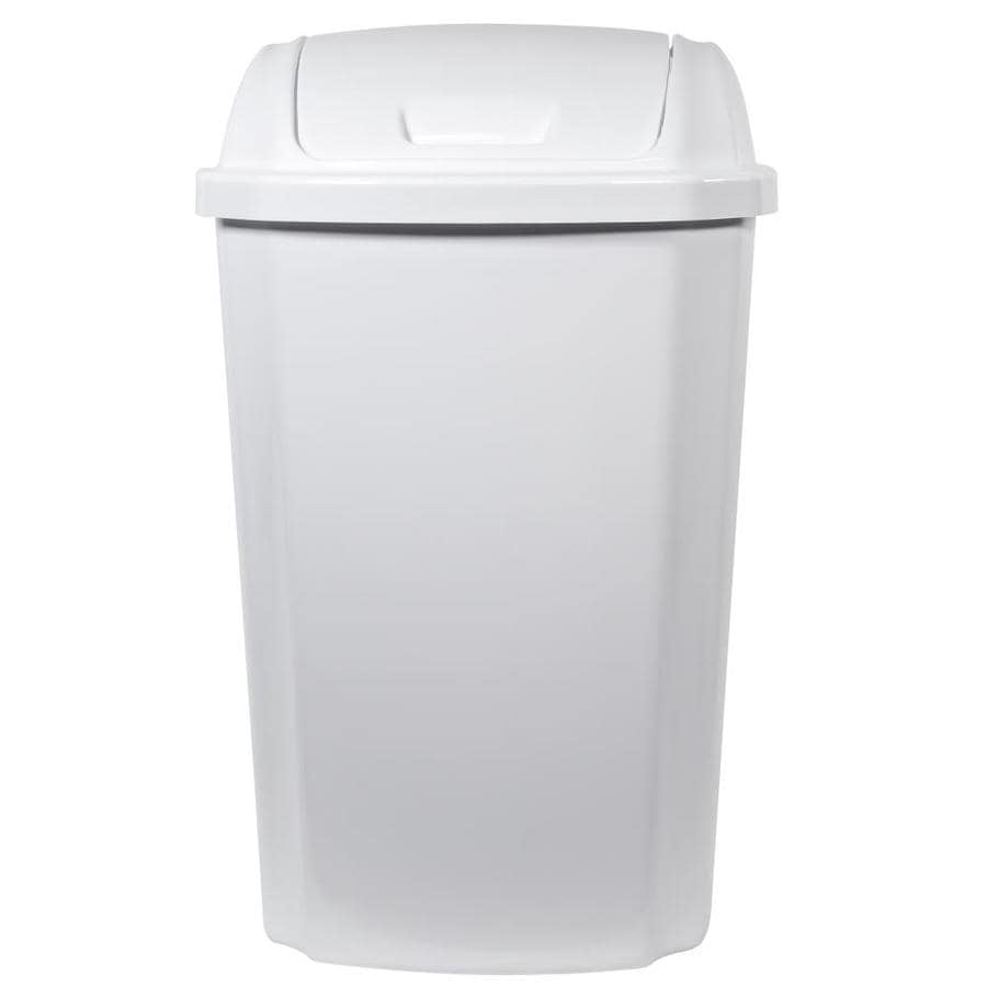 Hefty 13.5 Gallon White Plastic Trash Can with Lid