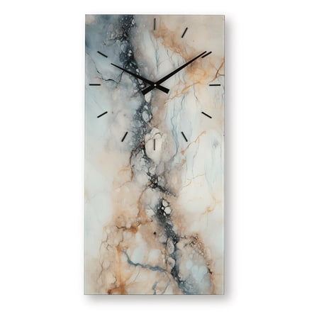 Signature Design by Ashley Teague Wall Clock, Marble-Look Printed Glass, Brown, Gray and Ivory