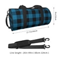 thumbnail image 4 of Xecao Blue Black Plaid print Round Travel Duffel Bag is a foldable gym bag with an inner pocket, perfect for travel sports, 4 of 8