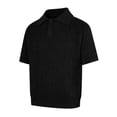 thumbnail image 5 of Abomasnow Men's Golf Shirts Quarter Button Short Sleeve Collared Cable Knit Shirts Work Office Business Casual Ribbed Hem T-Shirts, 5 of 6
