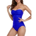thumbnail image 4 of RELLECIGA Maillot de Bain une Pièce pour Femme à Encolure Froncée, Tour de Cou, Bandeau Torsadé, 4 of 9