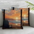 thumbnail image 3 of COMIO Beach Window Throw Pillow Cover Watercolor Sunset Cloud Sky Palm Tree Bird Ocean Brown Decorative Bright Cushion Soft Patio Sofa Indoor Dorm Bedroom Pillow Cases, 3 of 5