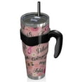 thumbnail image 2 of 40oz Tumbler,Pink Breast Cancer and Pioneer Flower Insulated Tumblers with Removable Handle,Stainless Steel Double Vacuum Coffee Tumbler Cup with Straw for Home,Office,Travel,Party, 2 of 5