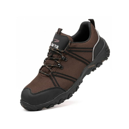 

Tenmix Men Safety Shoe Steel Toe Protection Boot Lace Up Work Boots Slip Resistant Working Shoes Mens Anti-smash Puncture-proof Booties Brown #2 6