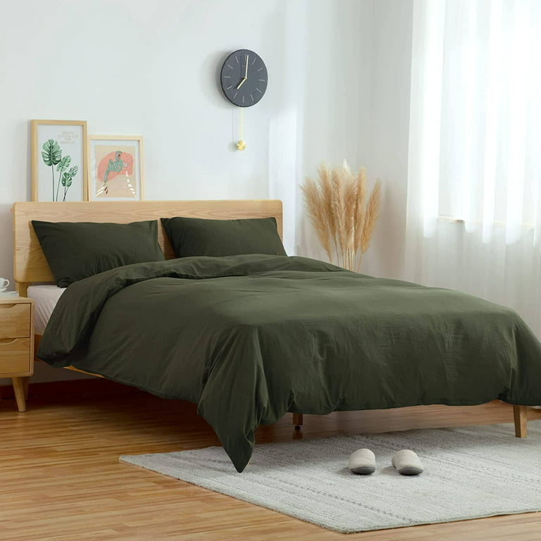 Linen moss green sheet set flat and fitted sheets and 2 pillowcases —  Ducksnfoxes