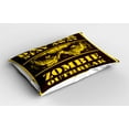 thumbnail image 2 of Ambesonne Zombie Pillow Sham 2 Pack, Monster Warning, 26"x20", Chestnut Brown Yellow, 2 of 3