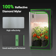 ALPHAGROW Grow Tent Kit, 24 x 24 x 48 in, with 33 W LED Light and 4 in Integrated Inline Fan