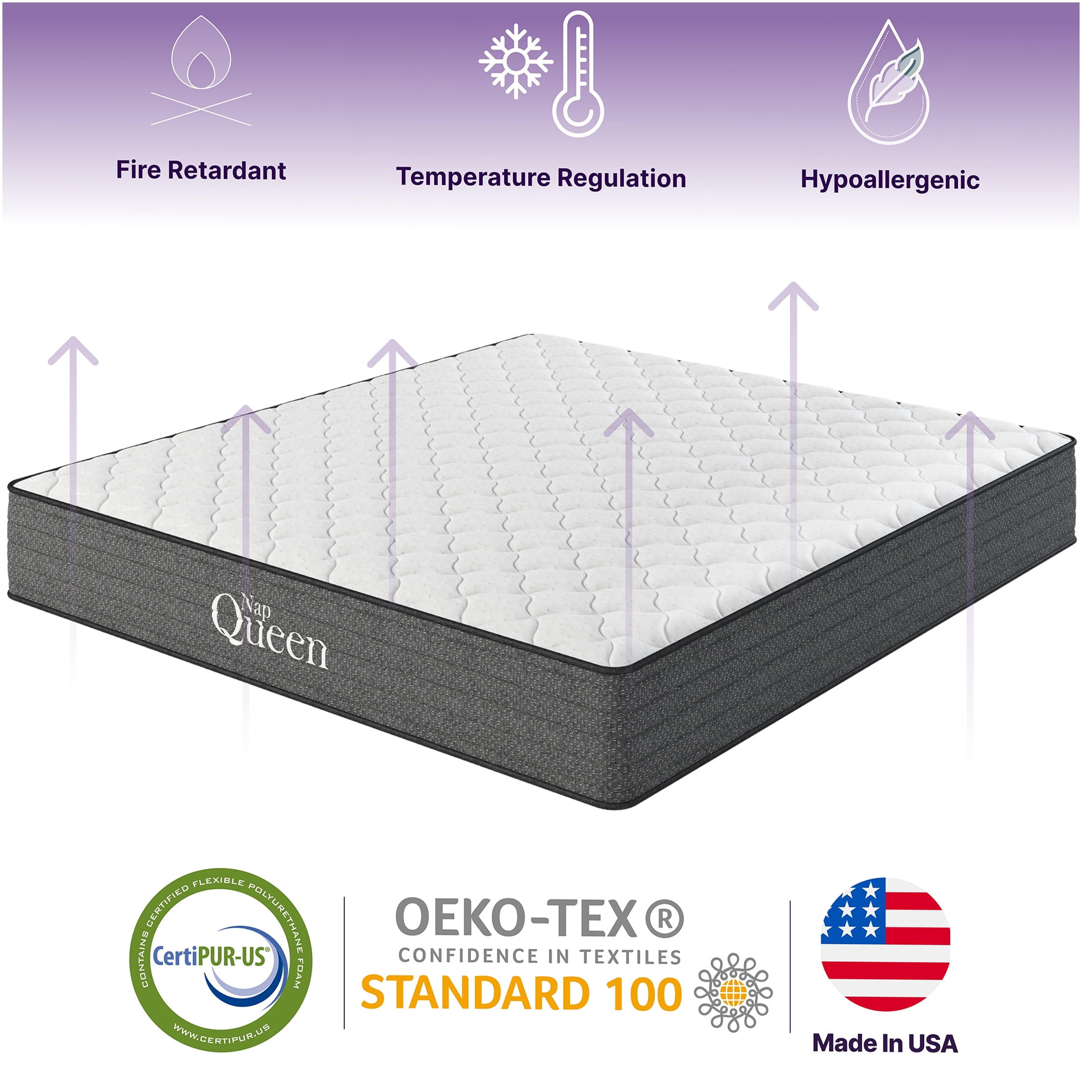JERFIT 10 Inch King Size Hybrid Mattress, Gel Infused Memory Foam Pocket Springs for Cool Sleep Support, CertiPUR-US Certified, Grey
