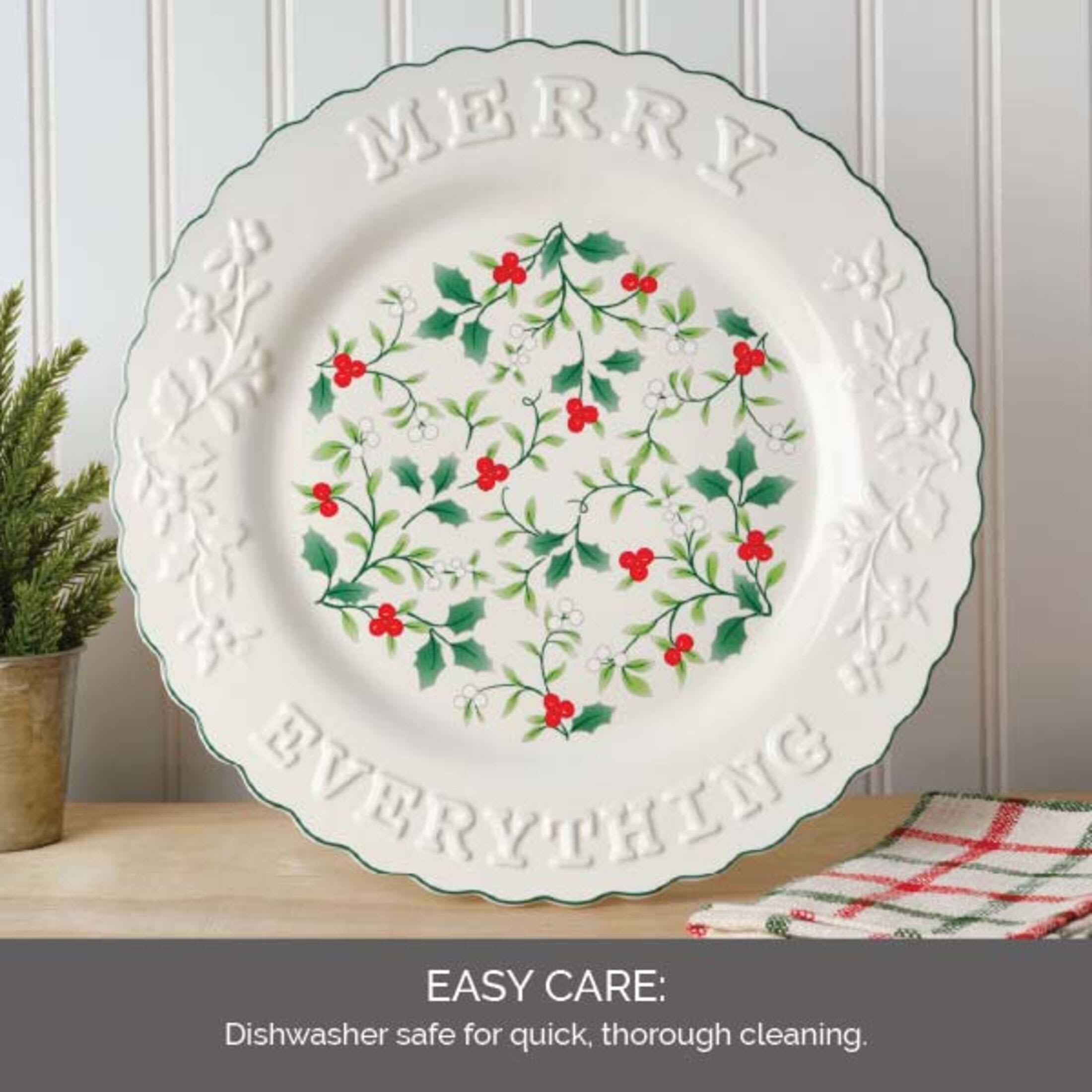 Pfaltzgraff Winterberry 12 in Stoneware Share Serving Platter Merry Everything